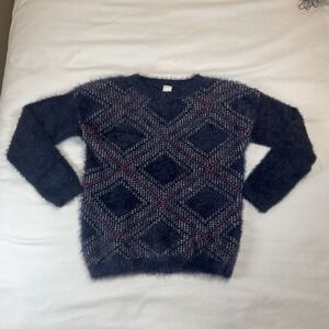 Oshkosh‎ Sweater Boys Size 7 Blue Fuzzy Christmas Holiday